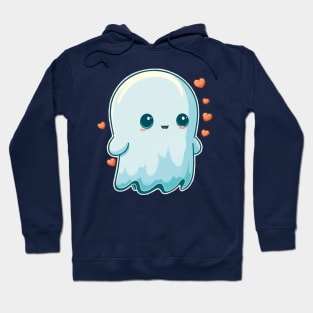 Cute Ghost Character and Hearts Hoodie